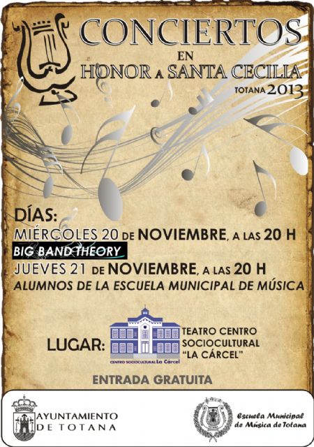 LA ESCUELA MUNICIPAL DE MÚSICA CELEBRA LA ONOMÁSTICA DE SU PATRONA "SANTA CECILIA" CON DOS CONCIERTOS EN EL CENTRO SOCIOCULTURAL "LA CÁRCEL" QUE TENDRÁN LUGAR MAÑANA MIÉRCOLES Y EL JUEVES 21