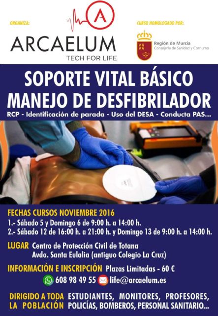 Se organizan durante el mes de noviembre varios cursos sobre "Soporte vital básico para el manejo del desfibrilador" en el Centro Municipal de Protección Civil