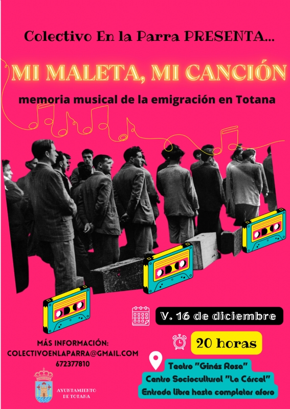 Vdeo. El proyecto performntico y musical Mi maleta, mi cancin, que organiza el Colectivo En La Parra, tendr lugar el viernes 16 de diciembre en el Teatro Gins Rosa