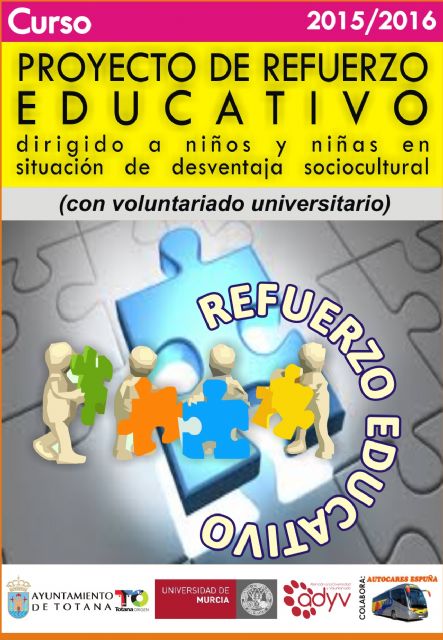  Las Concejalías de Juventud y Educación ofertan el programa pedagógico de "Refuerzo educativo" para el curso 2015/16 dirigido a centros de enseñanza y universitarios