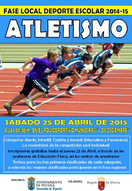 La Concejala de Deportes organiza la Fase Local de Atletismo de Deporte Escolar maana en el Polideportivo Municipal 