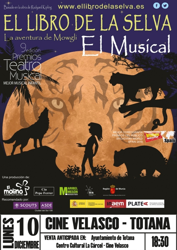 Vdeo. Festejos organiza el musical El libro de la selva. La aventura de Mowgli, el prximo 10 de diciembre en el Cinema Velasco (18:30 horas) dentro del programa de las fiestas patronales