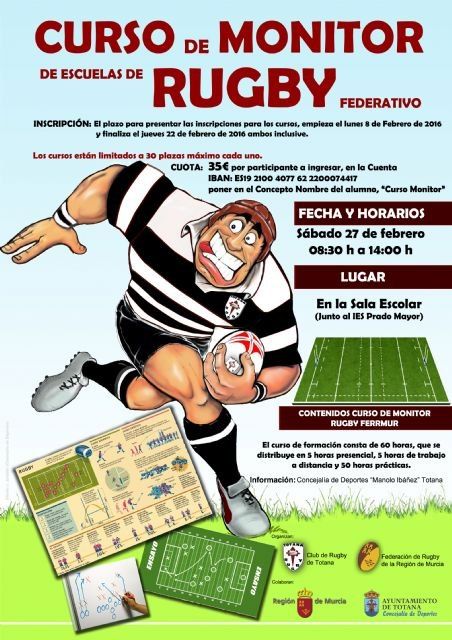 Este próximo sábado se celebra el I Curso de Monitor de Escuelas de Rugby Federativo en la Sala Escolar de Totana