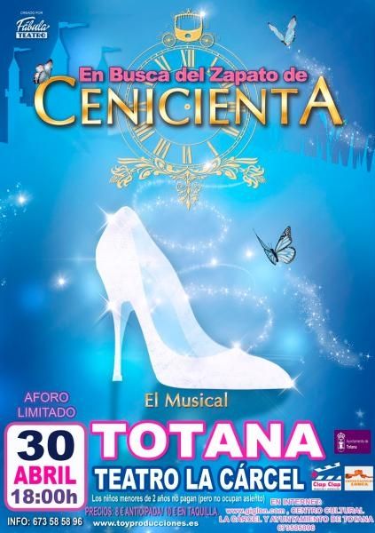 Festejos organiza el musical infantil En busca del zapato de Cenicienta, que se celebra el 30 de abril (18:00 horas), en el teatro del Centro Sociocultural La Crcel