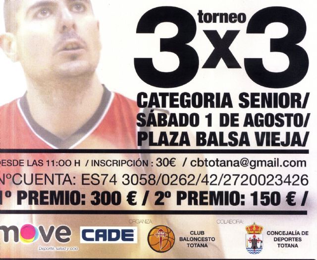 La plaza de la Balsa Vieja acogerá el sábado, 1 de agosto, el I Torneo 3x3 de Baloncesto, en categoría senior, con premios para los dos primeros clasificados