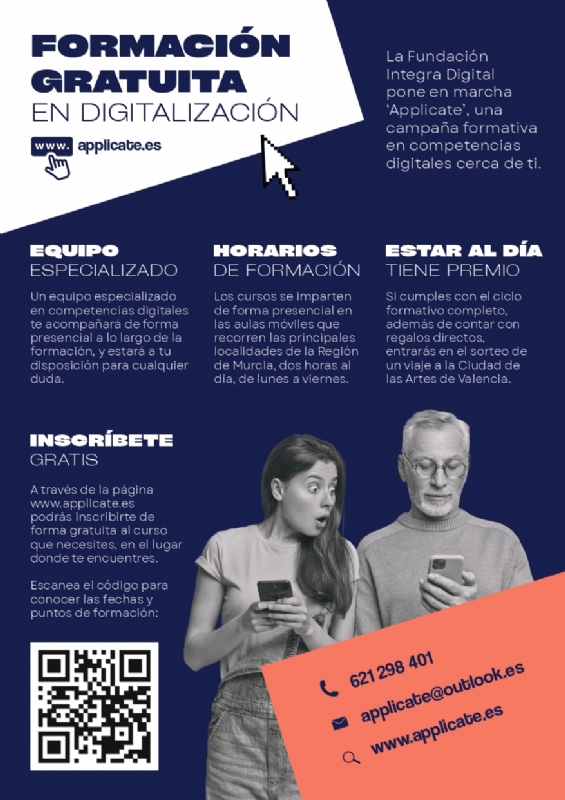 La formacin gratuita itinerante Applcate. Sube, conecta y aprende llega de los das 7 al 11 de octubre a Totana con el fin de adquirir nociones para superar la brecha digital