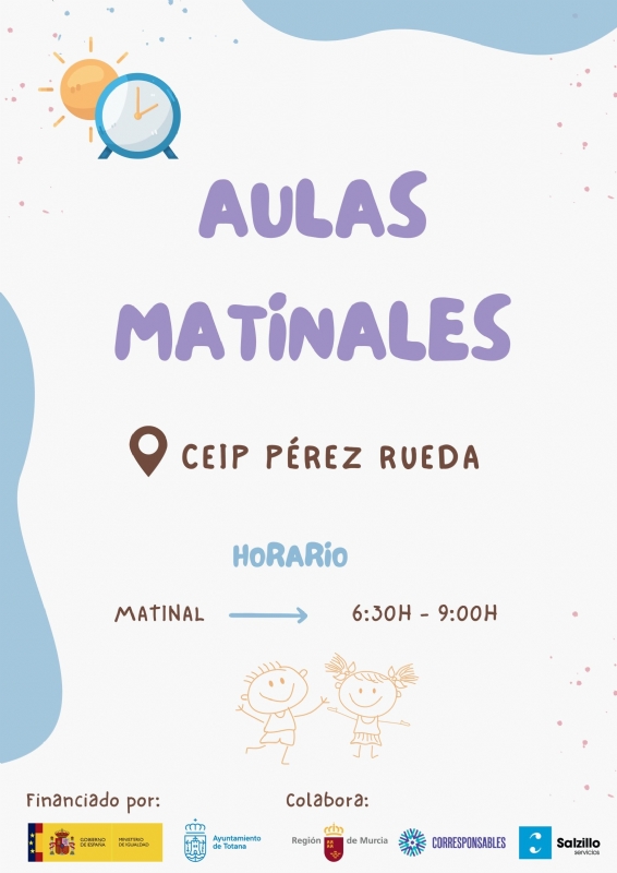 Los Servicios Matinales de Proximidad se vuelven a prestar en diez colegios de Totana como un apoyo público imprescindible para las familias