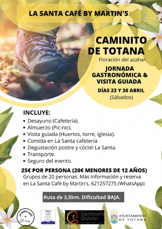 Se organiza Caminito de Totana, la iniciativa turstica y culinaria que tendr lugar los das 23 y 30 de abril