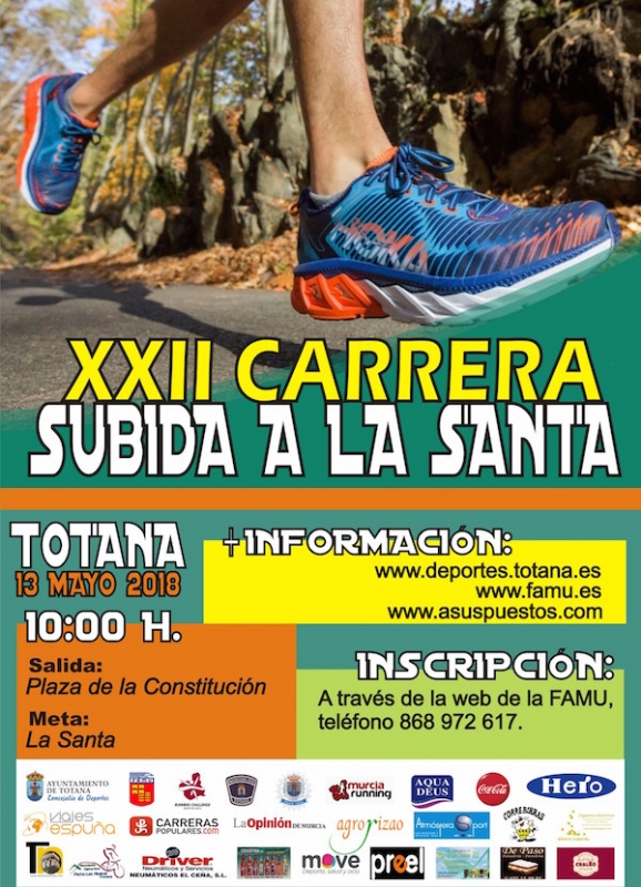 VÍDEO. La XXII Carrera Subida a La Santa de Totana se celebrará el domingo 13 de mayo, con salida en la plaza de la Constitución (10:00 horas); y será la 12 prueba de la  "Running Challenge 2017/18"