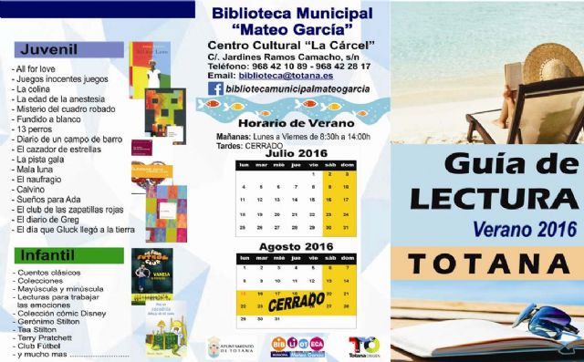 La Biblioteca Municipal "Mateo García" elabora una guía de lectura para el verano que recoge las últimas novedades tanto de adultos como infantil y juvenil 