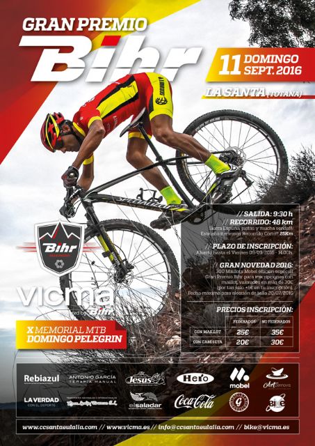 El  "X Memorial MTB Domingo Pelegrín-Gran Premio Bihr" se celebrará el próximo 11 de septiembre en La Santa de Totana