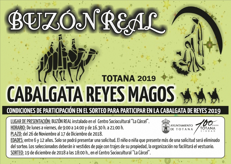 El Buzn Real para participar en la Cabalgata de los Reyes Magos del 2019 permanecer en el Centro Sociocultural La Crcel, del 26 de noviembre al 17 de diciembre