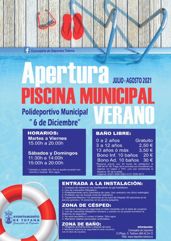 Maana 28 de julio se abren al pblico las piscinas del Polideportivo Municipal 6 de Diciembre tras las obras acometidas en los ltimos meses