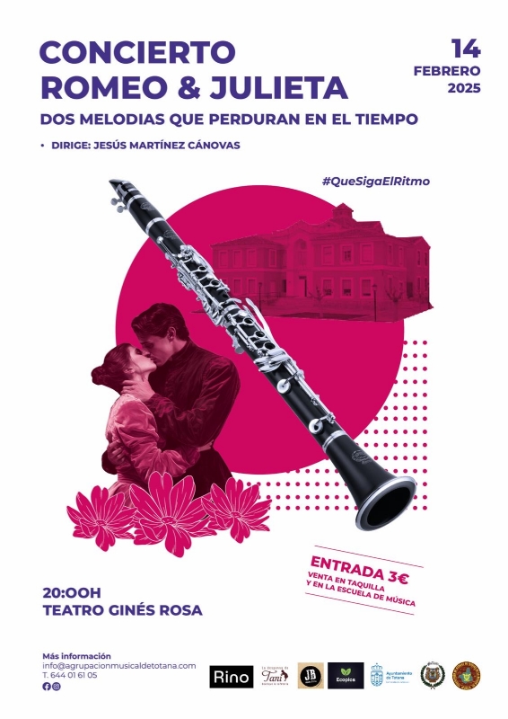 La Banda de la Agrupacin Musical interpreta el Concierto Romeo & Julieta. Dos melodas que perduran en el tiempo el 14 de febrero (20:00 horas) en el Teatro Gins Rosa, para poner en valor el amor