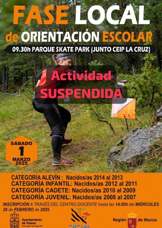 La Fase Local de Orientacin de Deporte Escolar se suspende al inscribirse solamente participantes del IES Juan de la Cierva