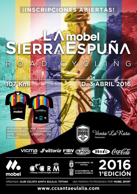 La I Marcha Cicloturista "La Mobel Sierra Espuña" se celebrará este domingo, 3 de abril, con un recorrido de 107 kilómetros y atravesará los principales parajes del parque natural