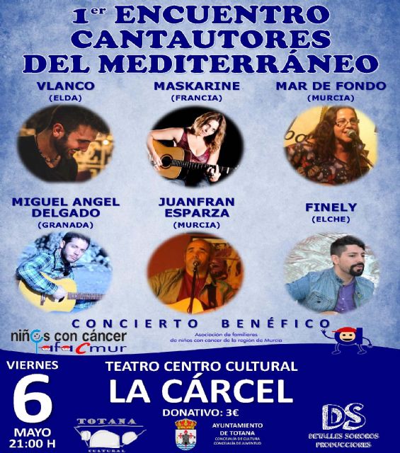 El Teatro del Centro Sociocultural La Crcel acoge el I Encuentro de Cantautores del Mediterrneo el viernes, 6 de mayo