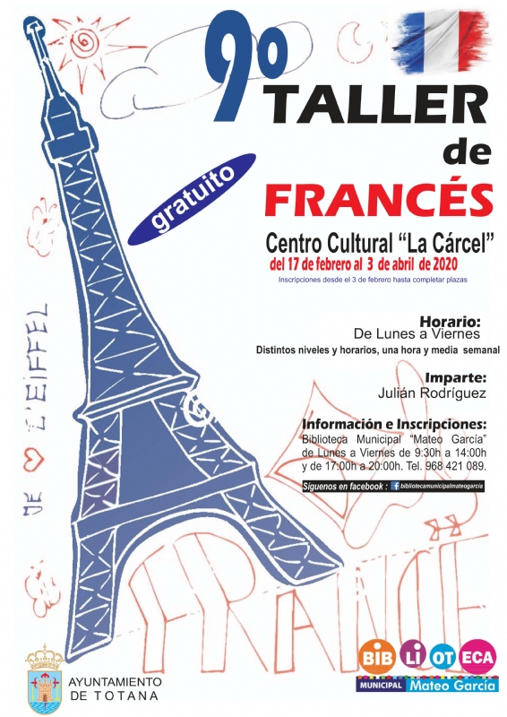 El 9 Taller de Conversacin en Francs para nios y jvenes se llevar a cabo del 17 de febrero al 3 de abril en el Centro Sociocultural 