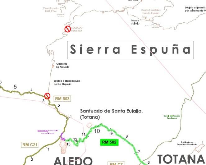 Permanecer cortado durante un mes uno de los accesos a Sierra Espua, desde la zona de Las Alqueras, por obras de mejora en la carretera