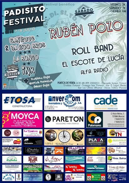El "VI Padisito Festival" tendrá lugar los días 7 y 8 de julio en el auditorio del parque municipal "Marcos Ortiz" con un atractivo cartel de grupos musicales