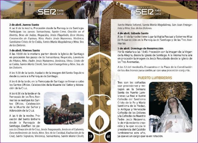 Ya se puede recoger de la Oficina de Turismo la "Agenda SER Nazarenos" que informa de las procesiones y actos culturales y litúrgicos de la Semana Santa 