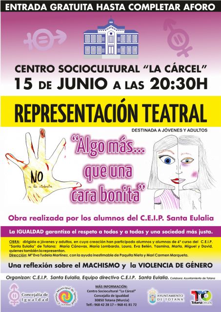 Alumnos del CEIP Santa Eulalia representan la obra de teatro Algo msque una cara bonita el 15 de junio en el Centro Sociocultural La Crcel (20:30 horas)