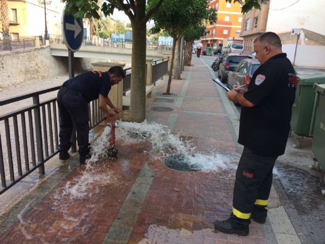 Voluntarios de Proteccin Civil realizan una revisin tcnica a los ms de 150 hidrantes distribuidos por el casco urbano y el polgono industrial El Saladar