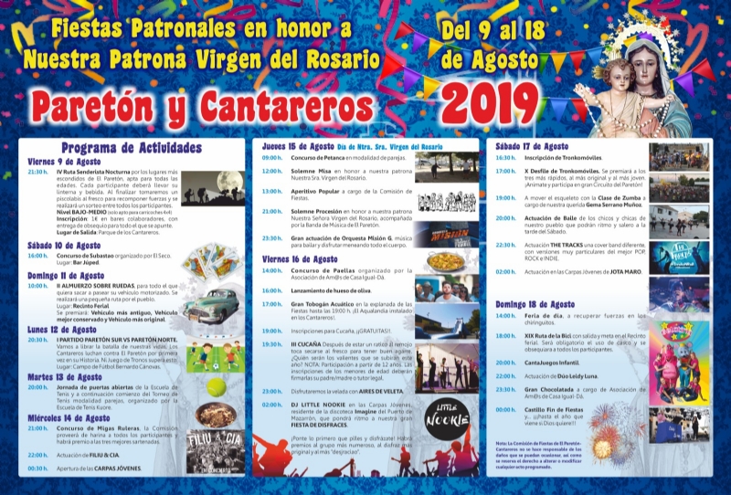 Comienzan maana las fiestas patronales en honor a la Virgen del Rosario en El Paretn-Cantareros, que se celebran hasta el 18 de agosto con un amplio y ambicioso programa de actividades 