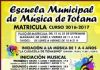 Mañana finaliza el plazo de matrícula de la Escuela Municipal de Música de Totana para el curso 2016/2017, aunque se admitirán alumnos en disciplinas con plazas libres